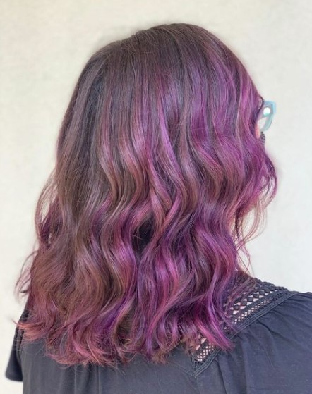 purple highlights light brown hair