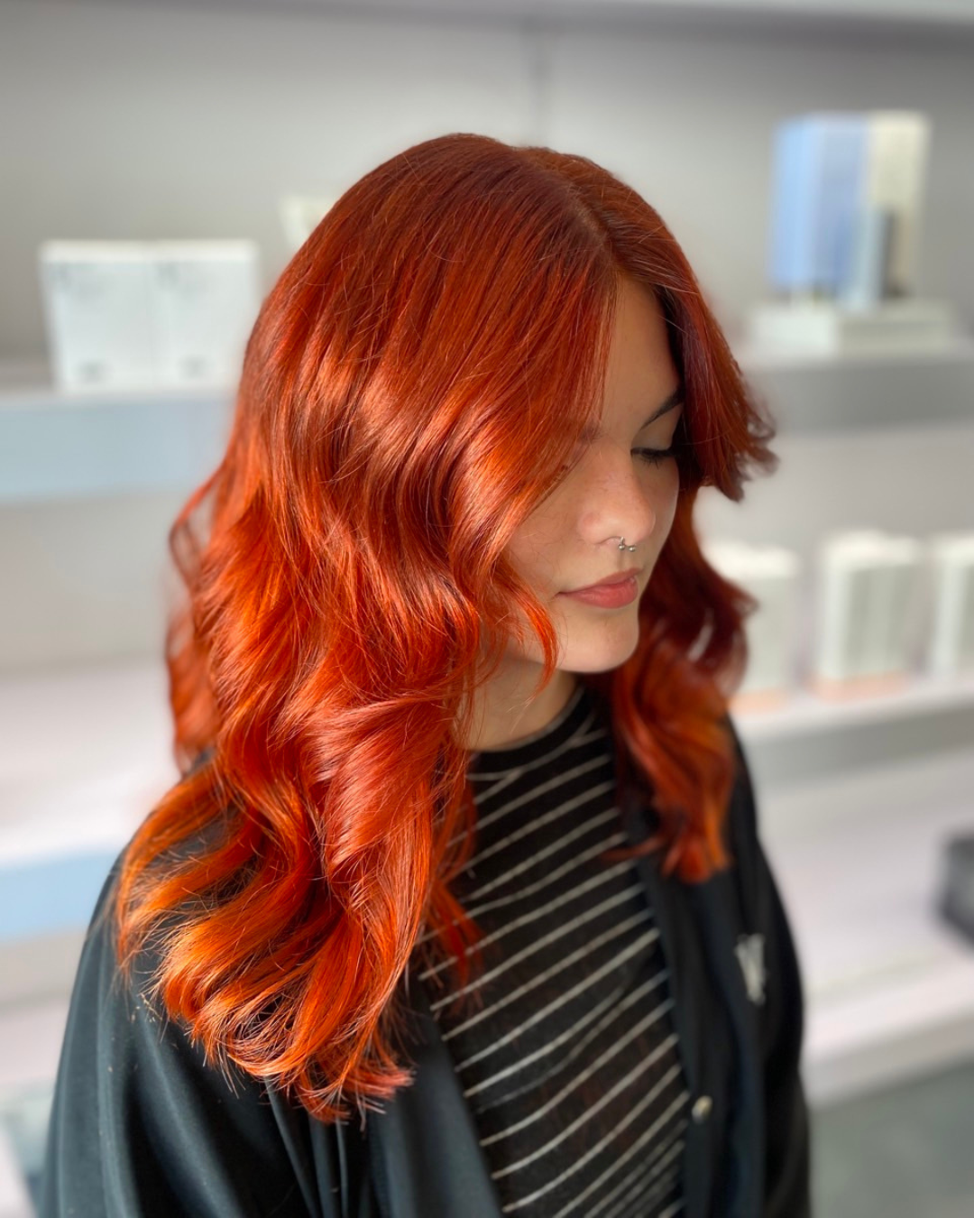 Vibrant Red Hair Color by Hair Colorist Gabby in Slidell Louisiana